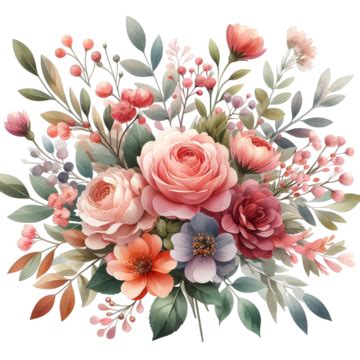 A Watercolor Painting Of, Colorful Flowers On A, Watercolor Flowers PNG Transparent Image and ...