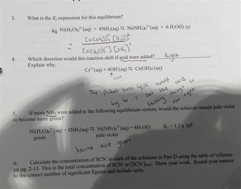 Solved 3. What is the Kf expression for this equilibrium? | Chegg.com