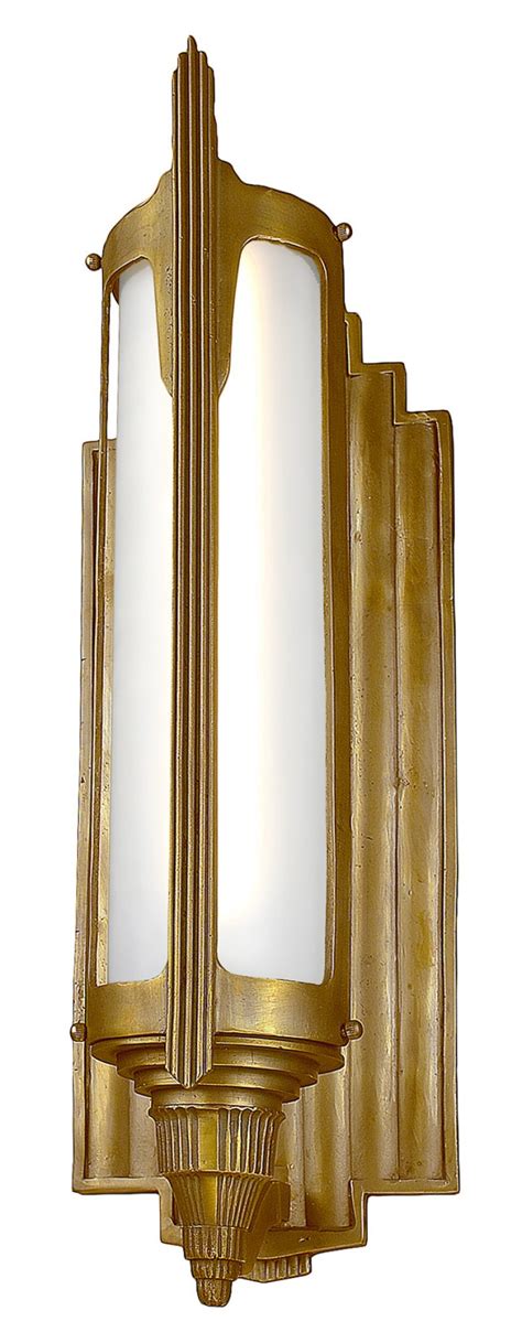 Vintage Hardware & Lighting - Art Deco Brass/Bronze Outdoor Entrance Light (88-WES)