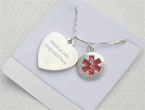 ENGRAVED LADIES MEDICAL ALERT ID NECKLACE PENDANT ALLERGY DIABETES ...