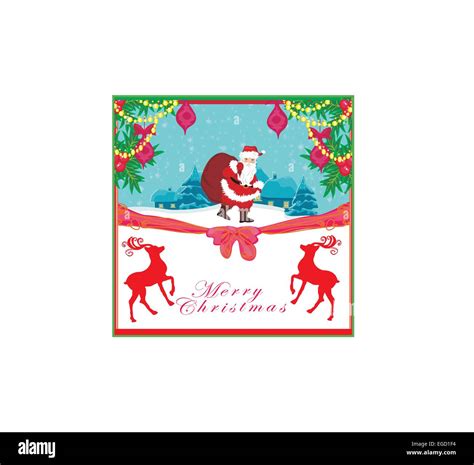 vector christmas holiday background with santa claus and reindeer Stock ...