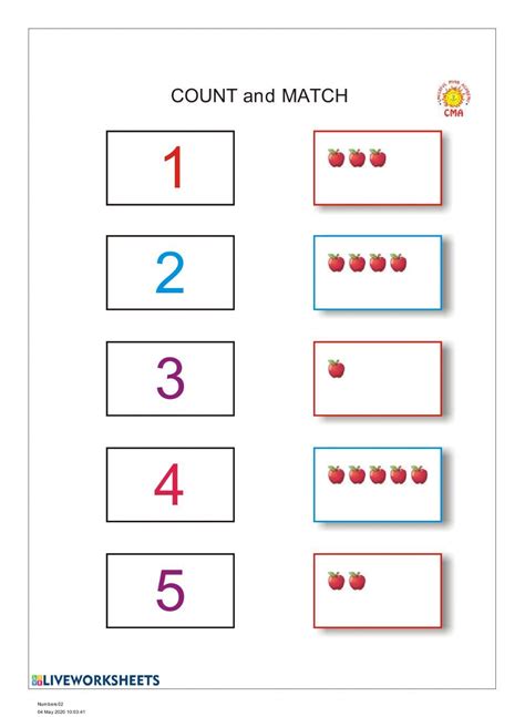 Count And Match Numbers 1-5 Worksheets - Academy Worksheets … | Kindergarten worksheets ...