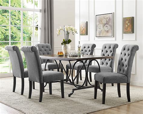 Grey Wooden Dining Room Table And Chairs / Scott Living Grey Sheesham Wood Dining Table at Lowes ...