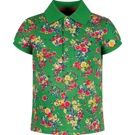 Polo Ralph Lauren Girls Floral Polo Shirt in Green — BAMBINIFASHION.COM