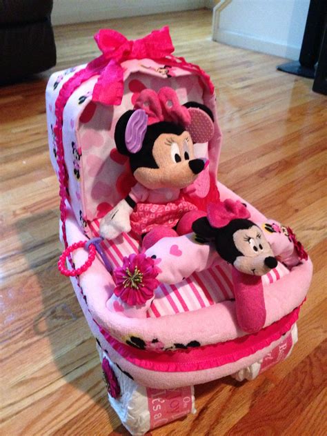 Mini Mouse Carriage Diaper Cake that I custom made on my own using ...