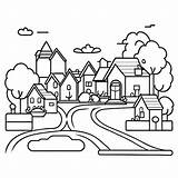Premium Vector  Coloring Page town Street Cartoon Illustration sketch template