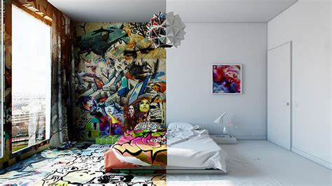 Half Graffiti, Half White: Ukrainian Artist Perfectly Divides Hotel Room | DeMilked