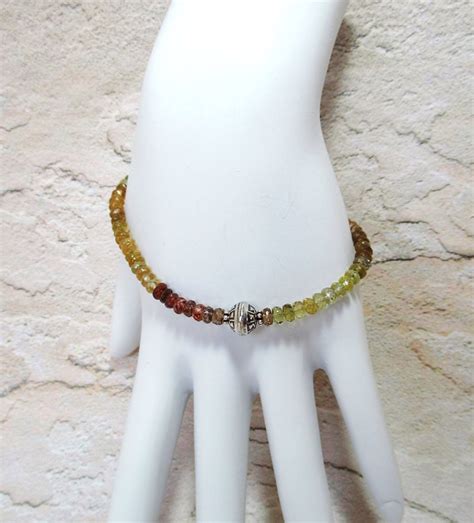 Songea Sapphire Bracelet Sterling Silver Green Yellow - Etsy