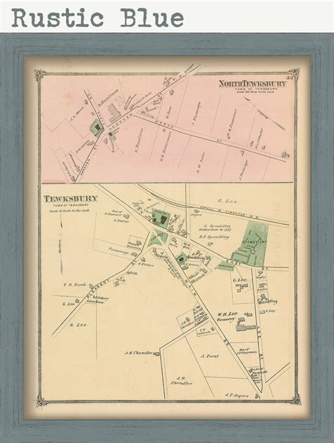 NORTH TEWKSBURY, Massachusetts 1875 Map - Replica or Genuine ORIGINAL