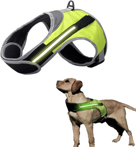 Dog Vest Harnesses LED, Dog Leash Chest Strap LED, Multi Color LED Reflective Comfortable Padded ...