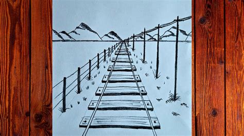 How To Draw Perspective Train Track, 1 Point Perspective Train Track ...