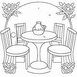 Premium Vector  Coloring Page Table And chair furniture Room Interior sketch template