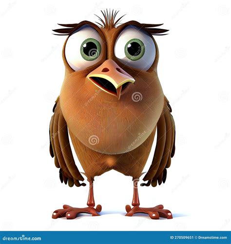 A Cartoon Bird with Big Eyes and a Surprised Look on Its Face Stock Illustration - Illustration ...