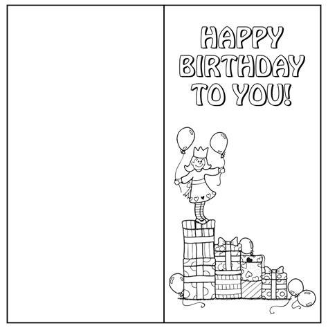 Free Foldable Printable Birthday Cards To Color