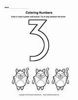 Coloring Numbers Three sketch template