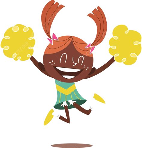 Depiction Of A Joyful Young Cheerleader Leaping And Chanting Vector ...