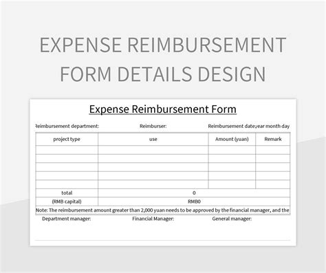 Expense Reimbursement Form Details Design Excel Template And Google Sheets File For Free ...