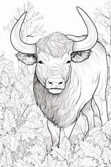 Premium AI Image  coloring Page Of buffalo Bison Bull Or ox In A Line sketch template