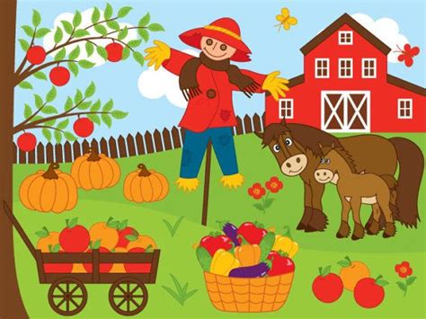 Farm Clipart Digital Vector Harvest Autumn Farm Fall - Etsy | Clip art ...