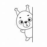 Coloring Page Cute Little Squirrel Peeking Around Corner Book  sketch template