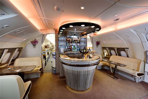 Inside the Emirates Airbus A380 ahead of Glasgow Airport landing as huge luxury jet with private ...