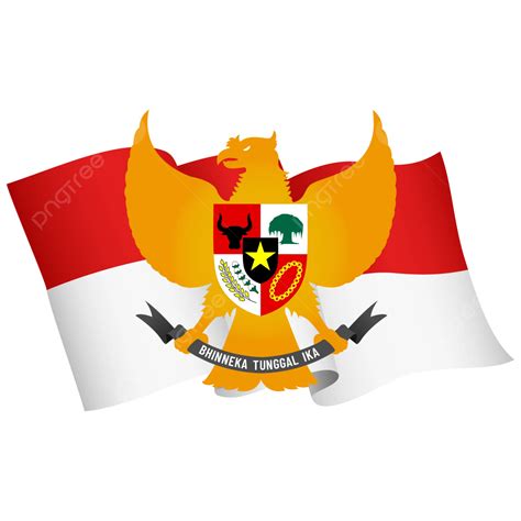 Lambang Negara Indonesia Dengan Bendera Merah Putih Vektor, Lambang Indonesia, Bendera Merah ...