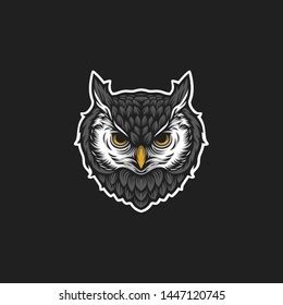 Owl Head Vector Logo Illustration Stock Vector (Royalty Free) 1447120745