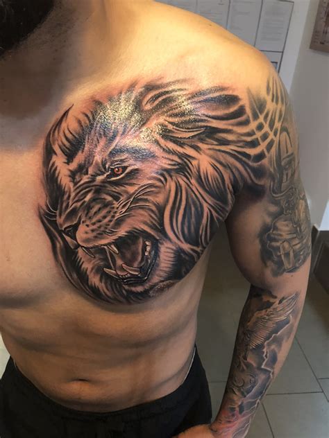 Pin by Eftimie Ninel on Idei tatuaje | Cool chest tattoos, Lion chest tattoo, Chest tattoo men