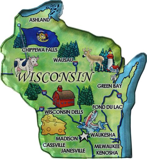 Wisconsin Acrylic State Map Magnet