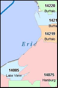 ERIE County, New York Digital ZIP Code Map