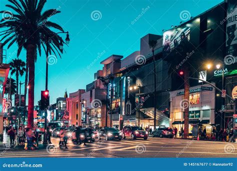 Hollywood Boulevard at Night. Editorial Photography - Image of ...