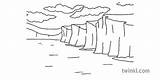 Chalk Cliffs Landscape Sea Geology Dover KS1 Black And White RGB sketch template