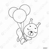 Coloring Page Cute Little Squirrel Flying On Balloons Book  sketch template