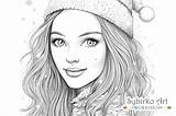 Cute Winter Girl Adult Coloring Page Graphic By Sybirko Art Workshop  sketch template