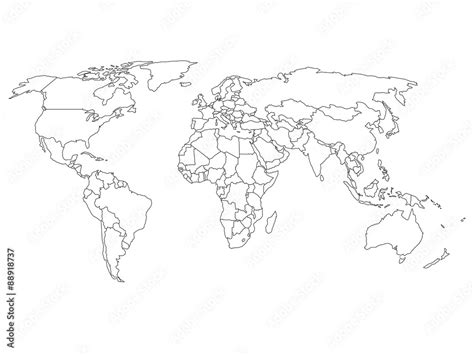 World map with country borders Stock Vector | Adobe Stock