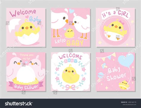 Cute Baby Shower Card Little Chicken Stock Vector (Royalty Free ...