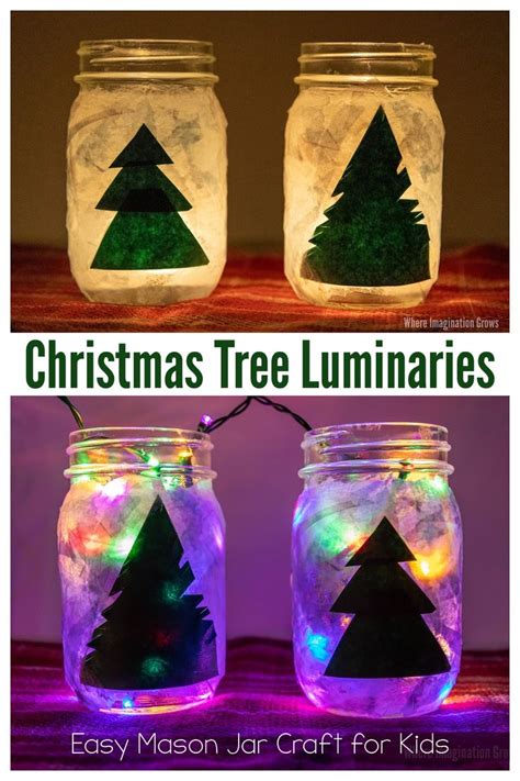 Festive Mason Jar Christmas Tree Luminaries