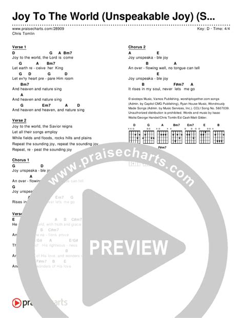 Joy To The World (Unspeakable Joy) (Simplified) Chords PDF (Chris Tomlin) - PraiseCharts