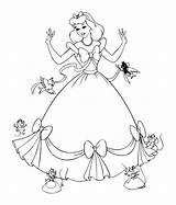 Disney Princess Cinderella With Her Gown Coloring Pages sketch template