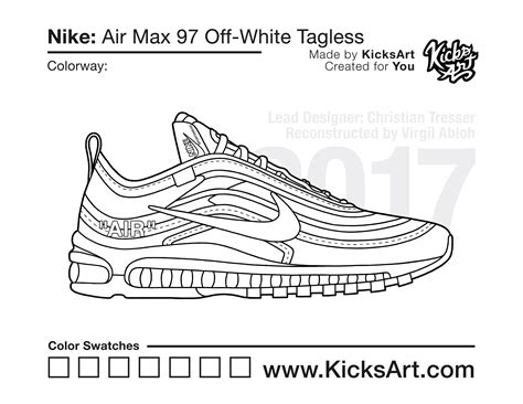 Nike Air Max 97 Sneaker Coloring Pages - Created by KicksArt