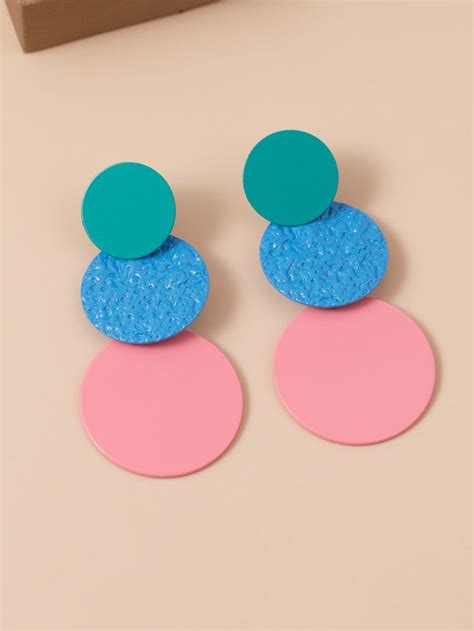 Colorful Layered Round Drop Earrings | Brincos redondos, Brincos artesanais, Bijuterias