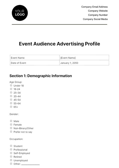 Event Audience Advertising Profile Template - Edit Online & Download Example | Template.net