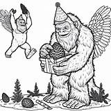 Birthday Bigfoot/Yeti coloring Page  GoGo Coloring sketch template