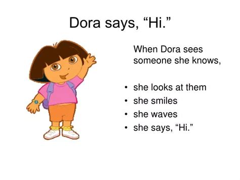 PPT - Dora says, “Hi.” PowerPoint Presentation, free download - ID:3917939