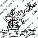 Plant Being Watered By Sprinkler Coloring Page  Pages AI sketch template