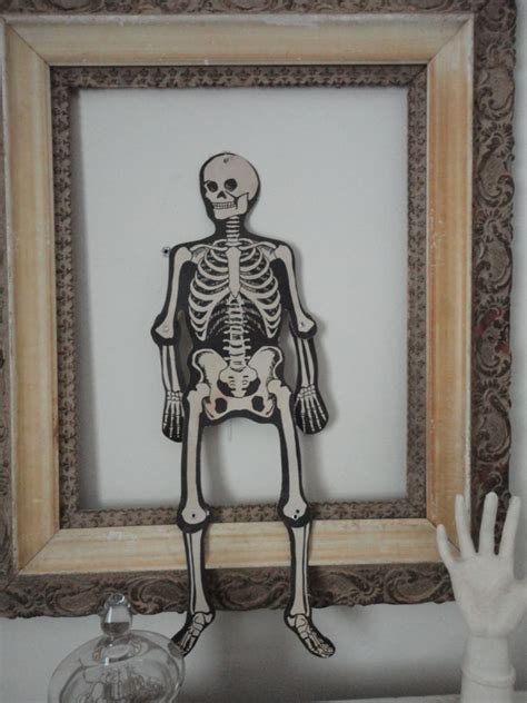 Poseable cardboard skeleton vintage Halloween decor