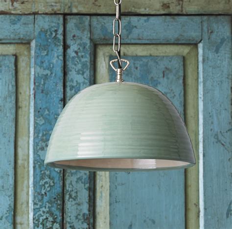 Serge pendant in a celadon glaze with a stone interior - Pendants | Pendant lighting, Stone ...