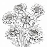 Premium AI Image  Intricately Detailed Zinnia Bouquet Coloring Pages sketch template