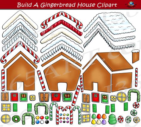 Build A Gingerbread House Clipart Set Download - Clipart 4 School