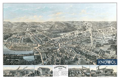 Bird's Eye View Map of Whitinsville, Massachusetts from 1879